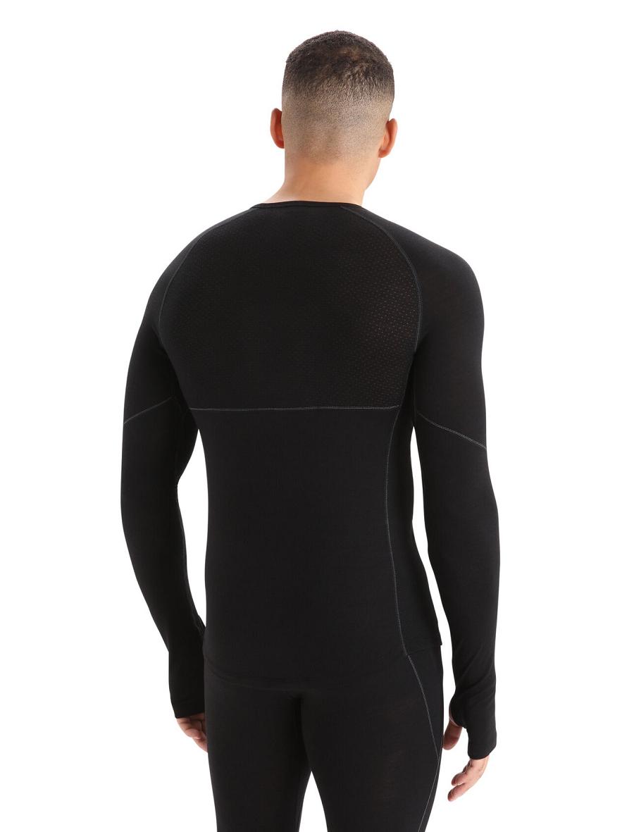 Black Icebreaker BodyfitZone™ Merino 150 Zone Long Sleeve Crewe Thermal Top Men's Base Layers | AU 1363TCEV